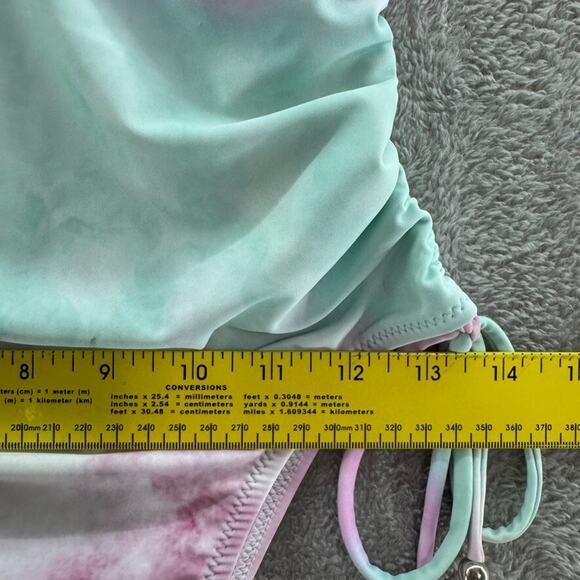 CupShe Swimsuit Women L Green Pink Tie-Dye One Piece Scoop Padded Rushed Tie - Picture 15 of 16